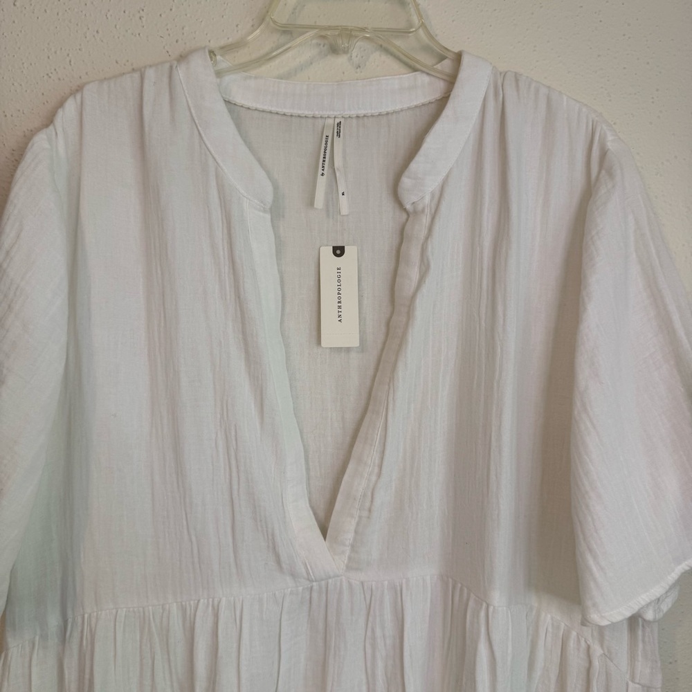 NWT ANTHROPOLOGIE The Kallie Flowy Tiered Maxi Gauzy Dress White Sz: XL - Picture 6 of 16